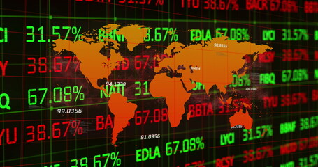 Poster - Image of world map over data processing