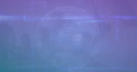 Poster - Image of globe, statistics and data processing