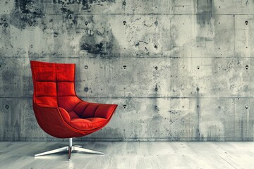 Wall Mural - A red chair sits in front of a wall