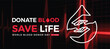 World donor blood day, Donate blood save life - Text and White line hands hold care in drop blood symbol on perspective red cardiology wave and line grid texture background vector design