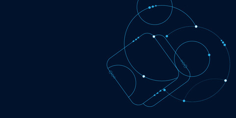 Abstract geometric dots and lines connection circuit concept. Global communication technology background design.