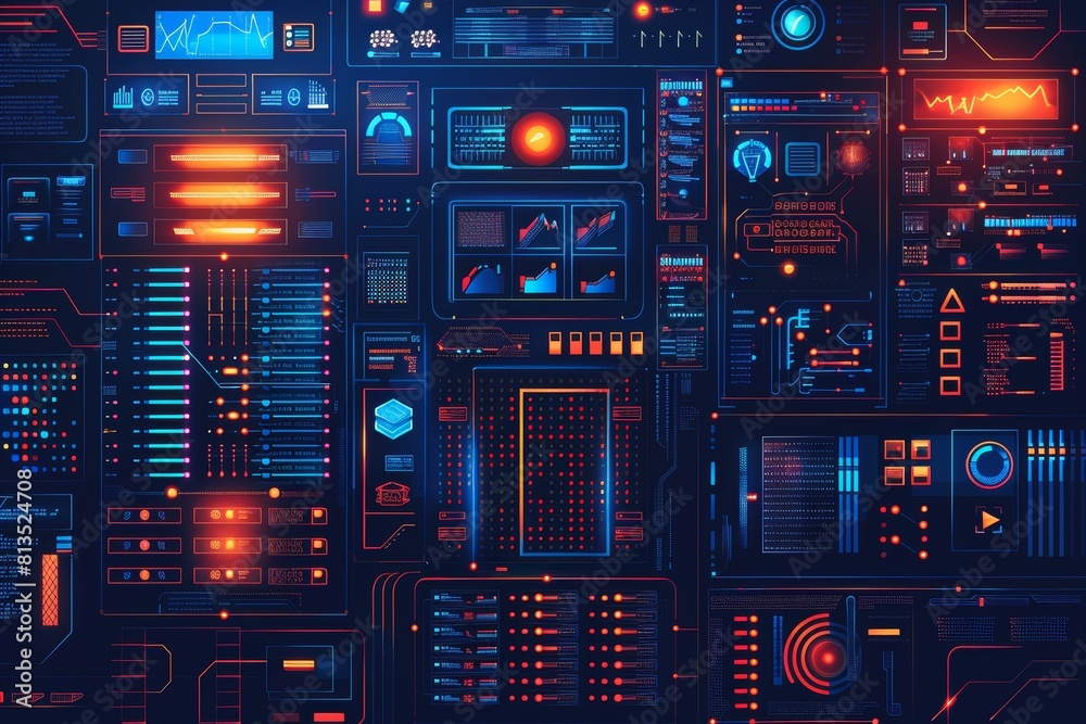 Flat representation of firewall system setup, top view, critical for ...