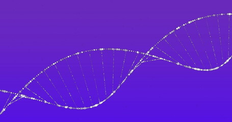 Poster - Image of dna structure spinning against blue gradient background