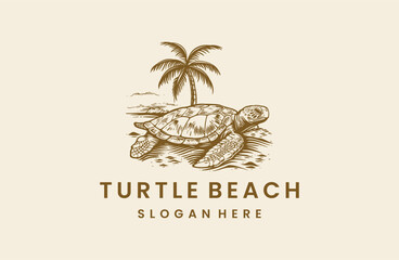 Turtle beach style logo icon design template flat vector