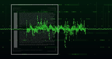 Leinwandbilder - Image of graphs, loading bars, data and changing numbers over black background