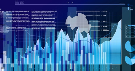 Poster - Image of diverse data and graphs on digital screen