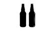 500ml Tall Amber Glass Beer Bottle, black isolated silhouette