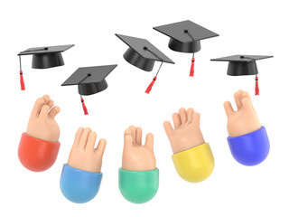 Transparent Backgrounds Mock-up.Businessman hands throwing graduation hat in the air.Supports PNG files with transparent backgrounds.