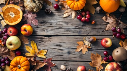 Wall Mural - Harvest Bounty: Rustic Autumn Table Setting for Thanksgiving Feast
