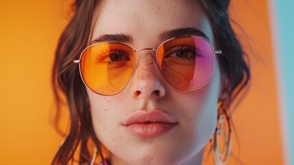 Aufkleber - Close up of a person wearing sunglasses. Suitable for fashion or summer themed projects