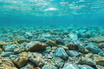 Poster - Clear water with rocks and pebbles. Great for nature backgrounds