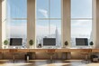 © dendyh7 - Workspace Interior with Panoramic Window created with Generative AI