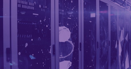 Poster - Image of good vibes text with network of connections over server room