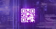 Image of lights and qr code over data processing over servers