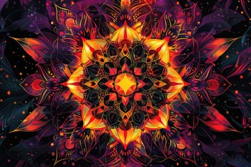 Poster - Vibrant flower design on dark backdrop, perfect for various design projects