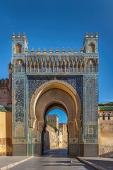 Poster - A large gate with a clock on top, suitable for various projects
