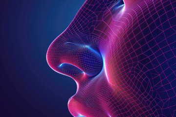 Poster - Close-up of a person's face with wire mesh, suitable for concept and security design projects