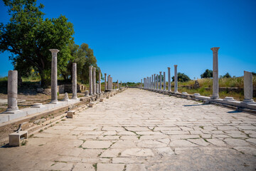 Poster - Ruins of Agora, ancient city in Side in sunny summer day, Turkey