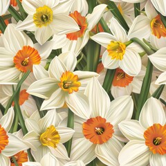 Poster - A beautiful arrangement of white and orange flowers. Perfect for floral designs