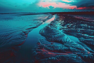 Poster - Beautiful sunset view at the beach, perfect for travel websites or relaxation-themed designs