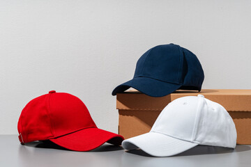 Poster - Baseball cap on gray background studio shot