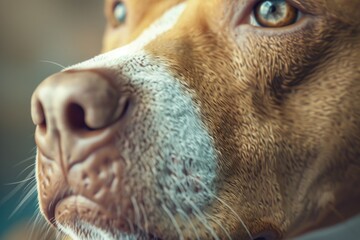 Aufkleber - A close-up of a dog's face with a blurry background. Perfect for pet-related projects