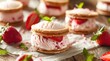 Homemade strawberry and mint ice cream sandwiches.
