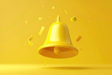 Poster - A festive yellow bell with falling confetti. Perfect for celebrations and parties