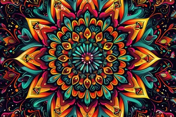 Poster - Vibrant flower against dark backdrop, perfect for design projects