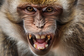 Aufkleber - Close up of a monkey with its mouth open, perfect for wildlife and animal enthusiasts
