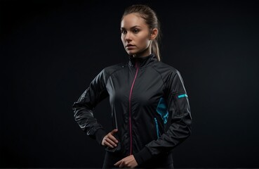 Wall Mural - women's sports jacket. isolated on black background.