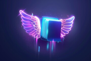Aufkleber - A unique image of a book with wings, suitable for various creative projects
