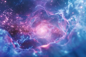 Poster - A stunning view of a purple and blue galaxy with twinkling stars. Perfect for astronomy and space-related projects
