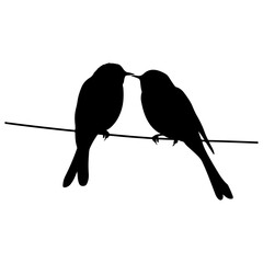 Wall Mural - two Birds On Wire svg vector illustration