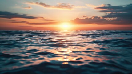 Poster - Beautiful sunset over the calm ocean, perfect for travel websites or inspirational content