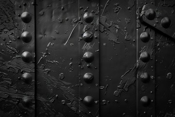 Poster - Detailed image of a metal door with rivets. Suitable for industrial concepts
