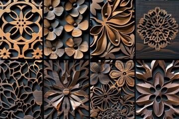 Aufkleber - Decorative wood panels on a wall, perfect for interior design projects