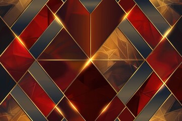 Poster - A vibrant red and gold abstract background with a striking diamond pattern. Suitable for various design projects