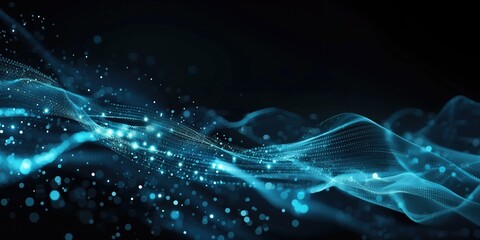 Wall Mural - dark blue wavy flowing shimmering abstract medical and healthcare or business science background