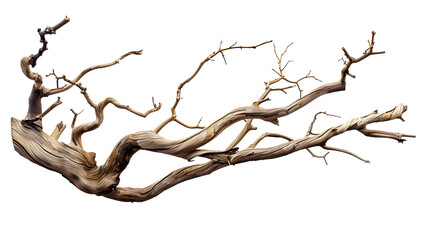 dry twisted jungle branch isolated on transparent background