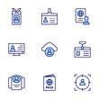 Identity icon set. Duo tone icon collection. Editable stroke, id card, passport, cloud identity, identity theft, digital identity.