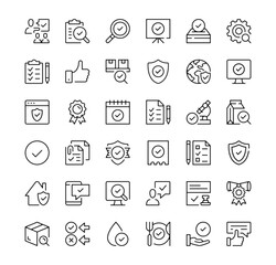 Wall Mural - Quality control icons set. Vector line icons. Black outline stroke symbols