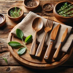 Wall Mural - wooden kitchen utensils
