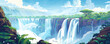 waterfall at Victoria Falls on the Zambezi River, Zimbabwe, Zambia. illustration