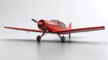 Red Propeller Aircraft On White Background