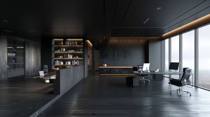 Wall Mural - Black high-end commercial space office