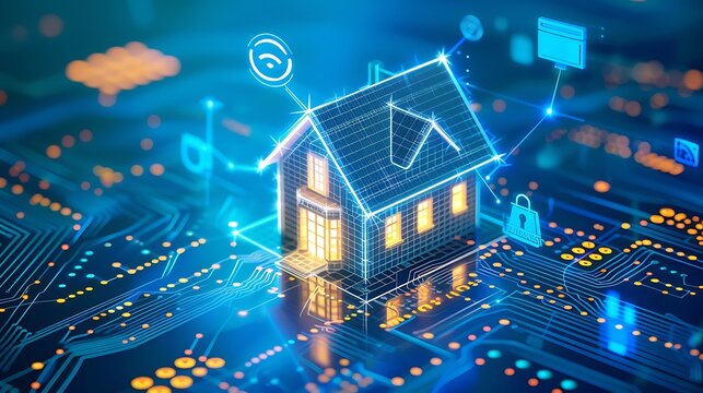 Cybersecured Home Smart Home Technology Concept, Stock, cybersecured home, smart home, technology concept