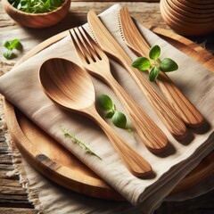 Wall Mural - wooden kitchen utensils
