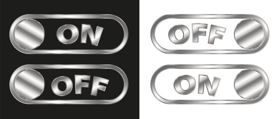 Silver gradient button and on off lettering