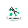 Flat logo design template for gardening services. Simple brand element for all garden maintenance work.